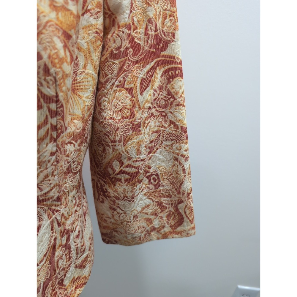 Coldwater Creek Jacket Blazer Petite M Orange Yellow Colorful Spring Old Money - Picture 4 of 13